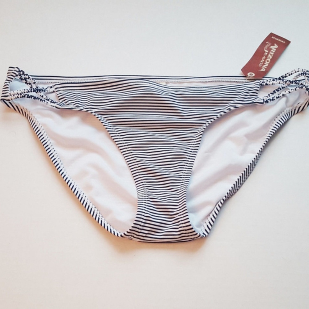 Striped Print Bikini Bottom Panty Swimwear Large